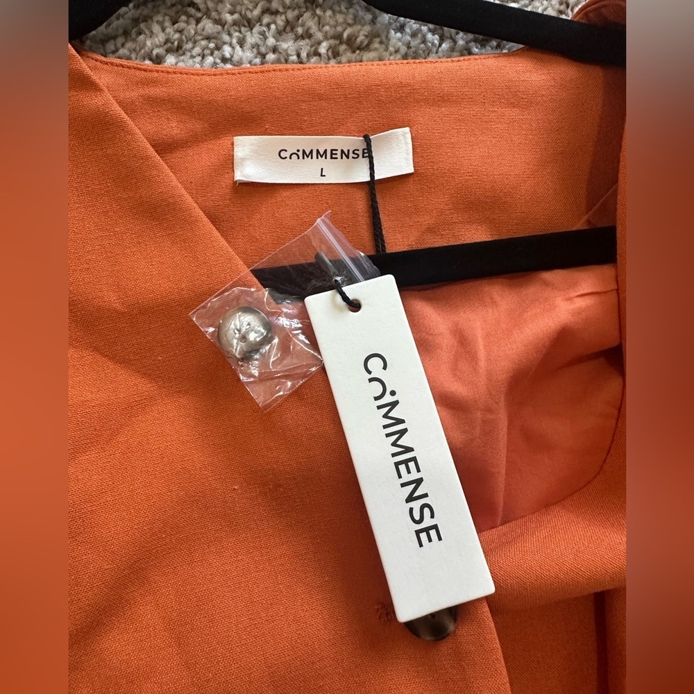 Women's Orange Linen Blend Pants & Vest Set - Picture 7 of 8